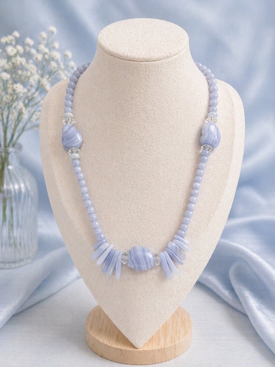 Jewelry - Artisan Vintage Blue Lace Agate Statement Necklace